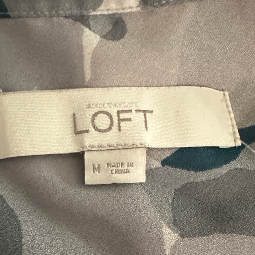 Loft Gray And Blue Patterned Blouse - image 2